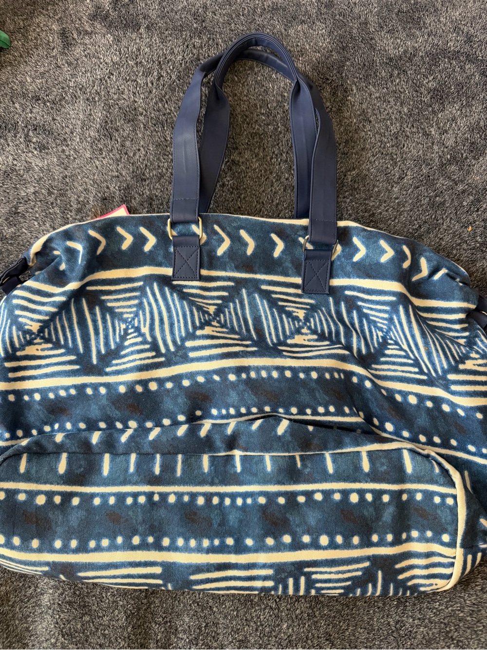 Buckhead Bettie’s Weekender tote in Blue & White Geometric Print
